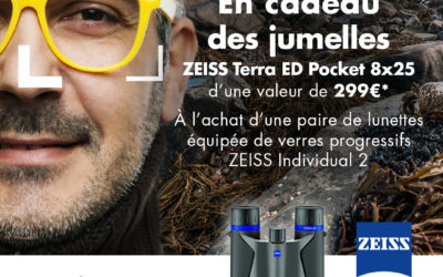 Jumelles Zeiss offertes à l’achat de verres progressifs Zeiss Indivudual2 DVP/Blue