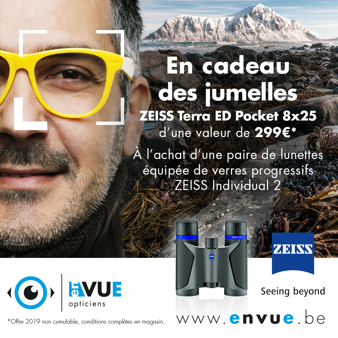 Jumelles Zeiss offertes à l’achat de verres progressifs Zeiss Indivudual2 DVP/Blue